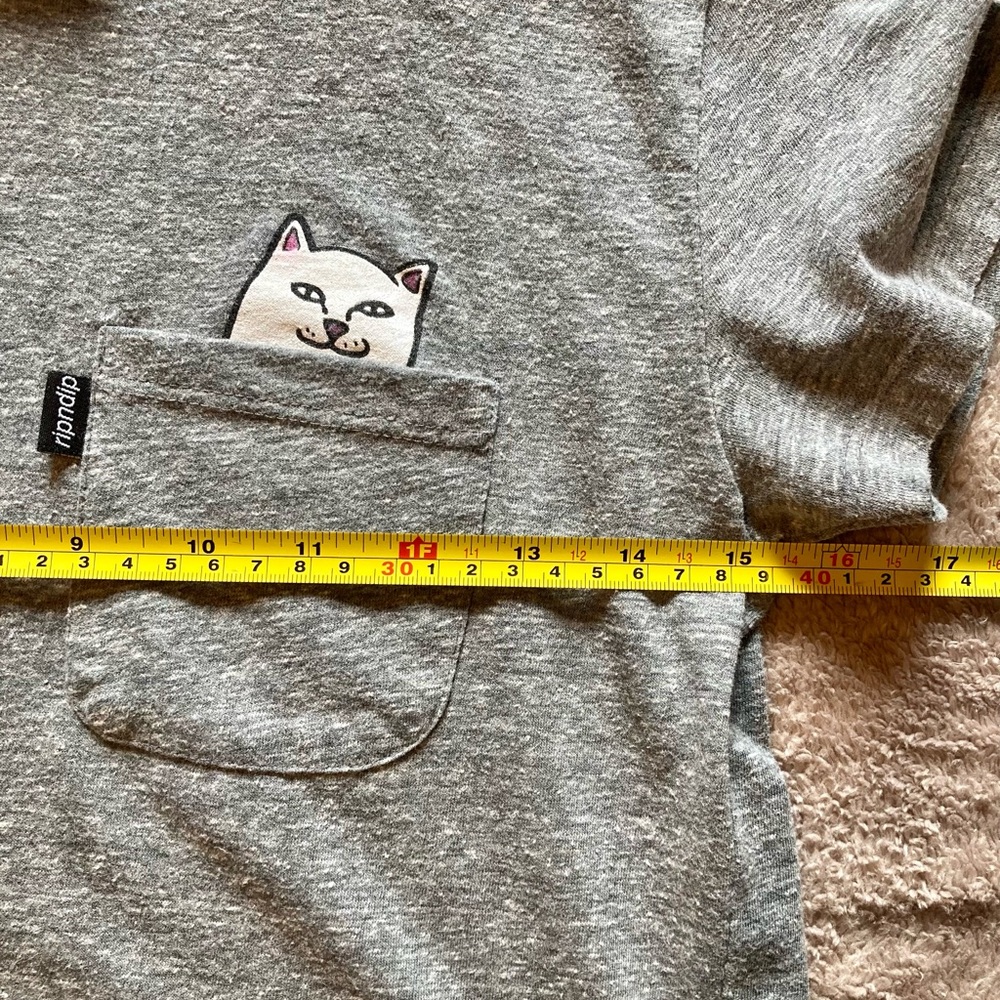 Gray RIPNDIP short sleeve tee shirt with pocket. Size M - Picture 7 of 9